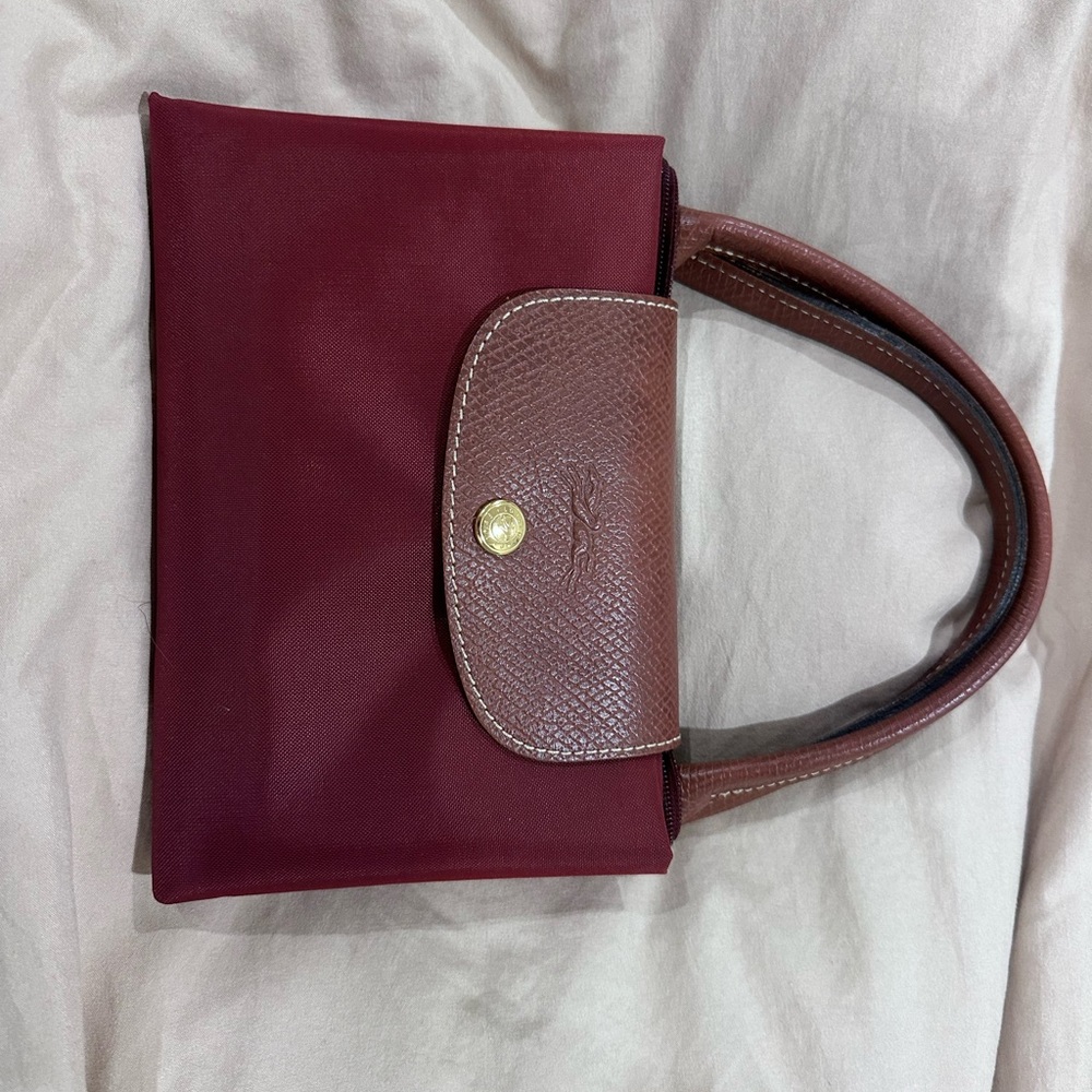 Longchamp Wine Tote with Chestnut Handles